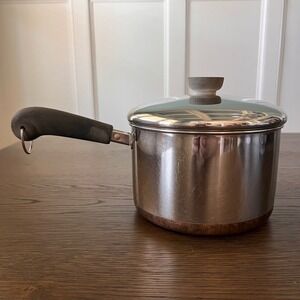 Revere Ware Stainless Steel Copper Bottom 3 Qt Saucepan w Lid Vintage Cookware